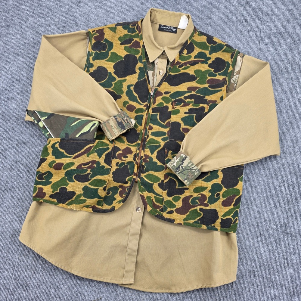 Vintage American Field Camo Hunting Vest Dame-O-Flage Shirt Bandana Set XL